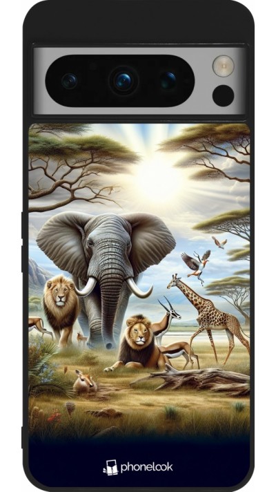 Coque Google Pixel 8 Pro - Silicone rigide noir Vie sauvage africaine