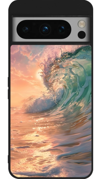 Coque Google Pixel 8 Pro - Silicone rigide noir Wave Sunset