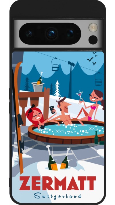 Coque Google Pixel 8 Pro - Silicone rigide noir Zermatt Mountain Jacuzzi