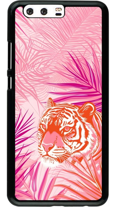 Huawei P10 Plus Case Hülle - Tiger Palmen rosa