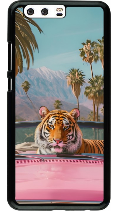Huawei P10 Plus Case Hülle - Tiger Auto rosa