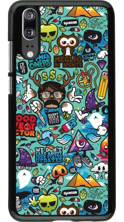 Coque Huawei P20 - Mixed Cartoons Turquoise