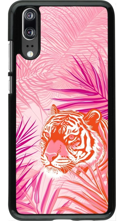 Huawei P20 Case Hülle - Tiger Palmen rosa