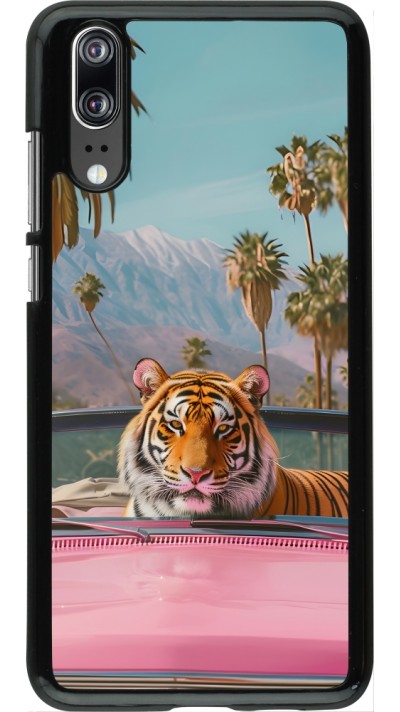 Huawei P20 Case Hülle - Tiger Auto rosa