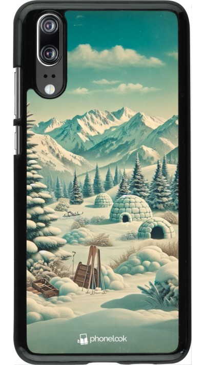 Coque Huawei P20 - Vintage Snowy Mountain Igloo