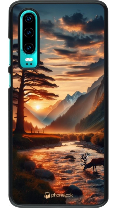 Coque Huawei P30 - Valley Sunset Deer Tree