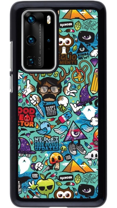 Huawei P40 Pro Case Hülle - Mixed Cartoons Turquoise