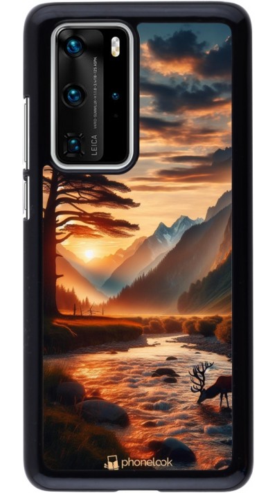 Coque Huawei P40 Pro - Valley Sunset Deer Tree