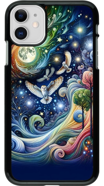 Coque iPhone 11 - hibou volant floral