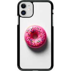 Coque iPhone 11 - Weißer Hintergrund, pinker Donut