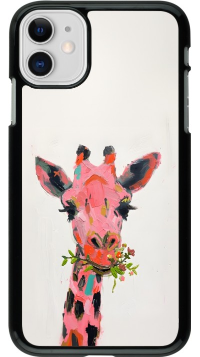 Coque iPhone 11 - Pink Girafe Paint