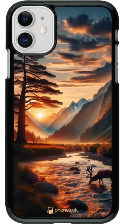 Coque iPhone 11 - Valley Sunset Deer Tree