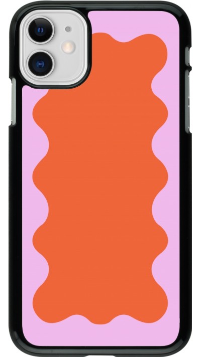 Coque iPhone 11 - Wavy Rectangle Orange Pink