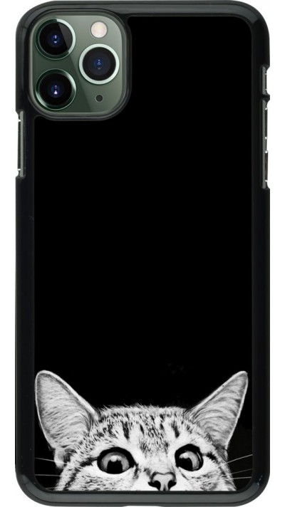 Coque iPhone 11 Pro Max - Cat Looking Up Black