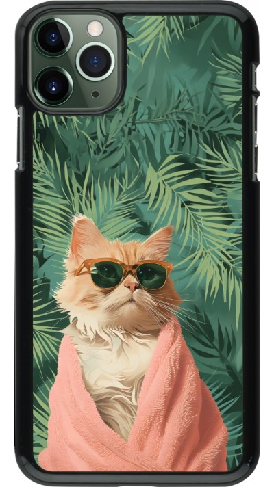 Coque iPhone 11 Pro Max - Cat Summer Palms