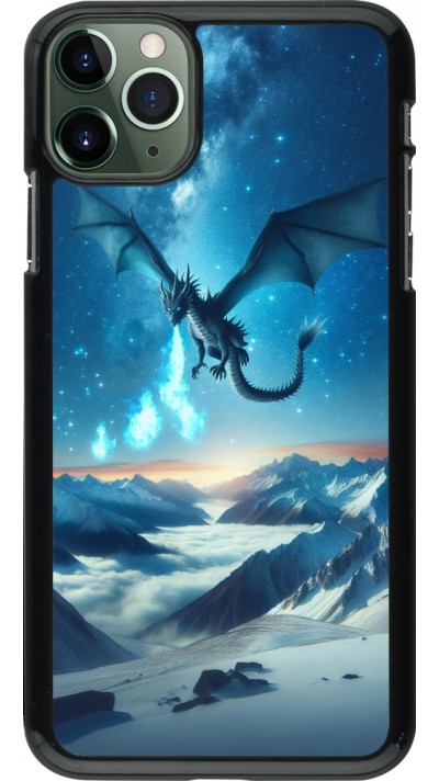 Coque iPhone 11 Pro Max - Dragon nocturne montagne