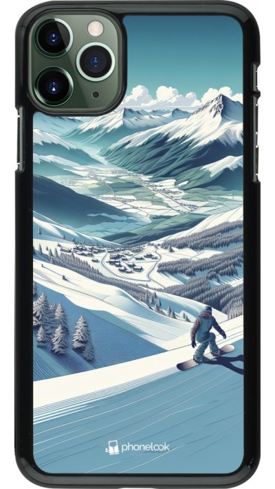 Coque iPhone 11 Pro Max - Snowboarder Montagne