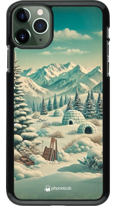 Coque iPhone 11 Pro Max - Vintage Snowy Mountain Igloo