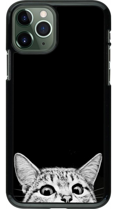 Coque iPhone 11 Pro - Cat Looking Up Black