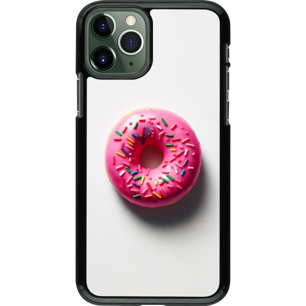 Coque iPhone 11 Pro - Weißer Hintergrund, pinker Donut