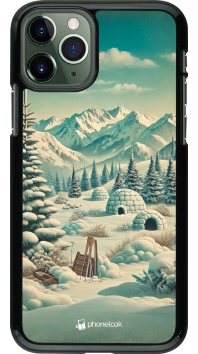 Coque iPhone 11 Pro - Vintage Snowy Mountain Igloo