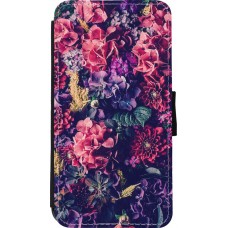 Coque iPhone 11 Pro - Wallet noir Flowers Dark