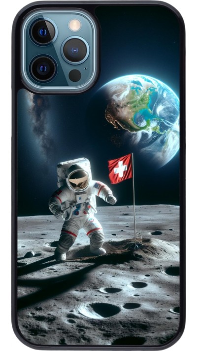 iPhone 12 / 12 Pro Case Hülle - Astro Schweiz auf dem Mond