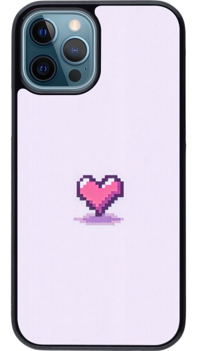 Coque iPhone 12 / 12 Pro - Pixel Coeur Violet Clair