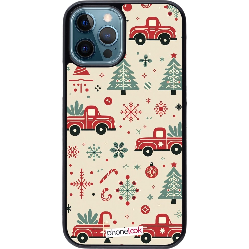 Coque iPhone 12 / 12 Pro - Noël 2024 Camion Sapin