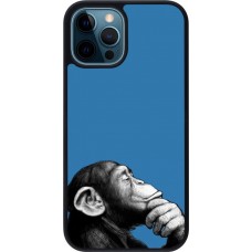 Coque iPhone 12 / 12 Pro - Silicone rigide noir Monkey Pop Art