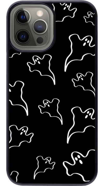 Coque iPhone 12 Pro Max - Halloween 2024 black and white ghosts