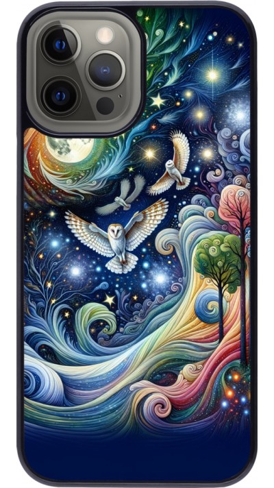 Coque iPhone 12 Pro Max - hibou volant floral