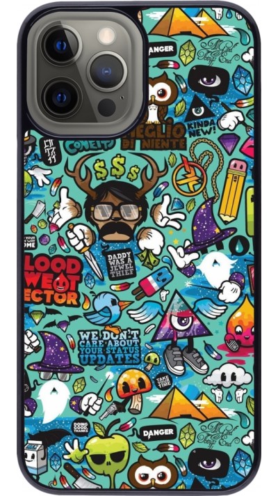 iPhone 12 Pro Max Case Hülle - Mixed Cartoons Turquoise