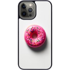 Coque iPhone 12 Pro Max - Weißer Hintergrund, pinker Donut