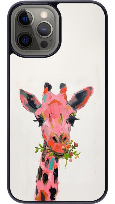 Coque iPhone 12 Pro Max - Pink Girafe Paint