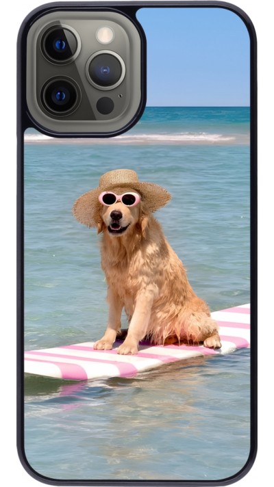 Coque iPhone 12 Pro Max - Summer Dog on Paddle