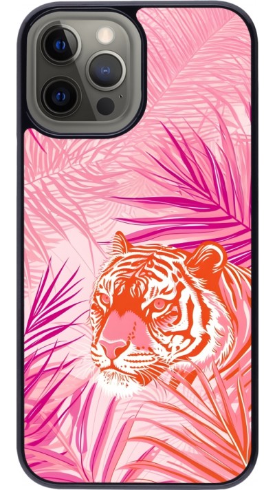 iPhone 12 Pro Max Case Hülle - Tiger Palmen rosa