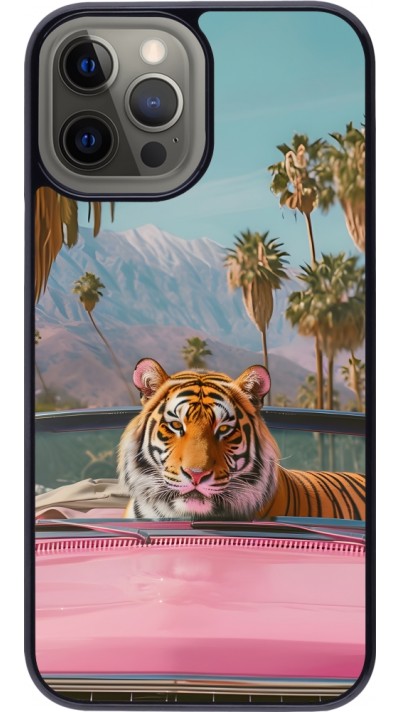 iPhone 12 Pro Max Case Hülle - Tiger Auto rosa