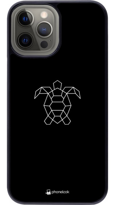 Coque iPhone 12 Pro Max - Turtles lines on black