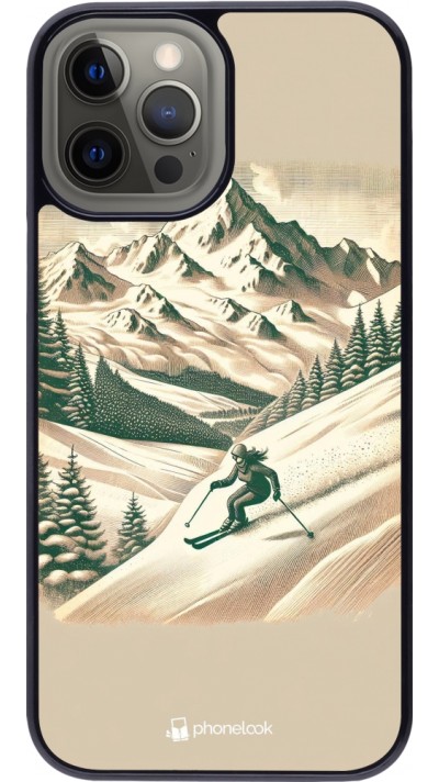 Coque iPhone 12 Pro Max - Vintage Ski Mountain