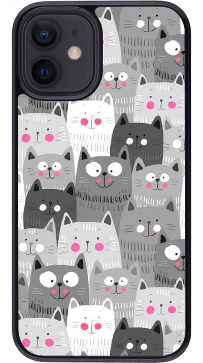 Coque iPhone 12 mini - Chats gris troupeau