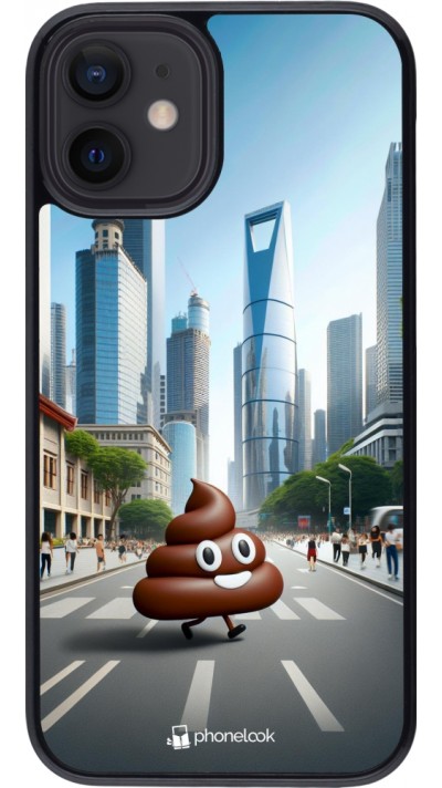 Coque iPhone 12 mini - Emoji Caca walk