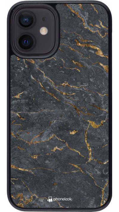 Coque iPhone 12 mini - Grey Gold Marble