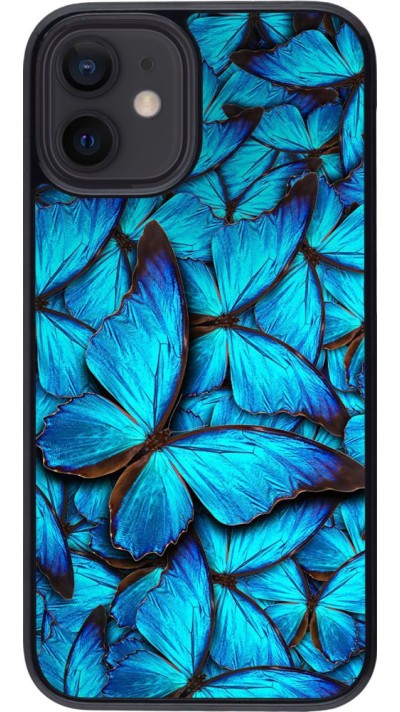 Coque iPhone 12 mini - Papillon - Bleu