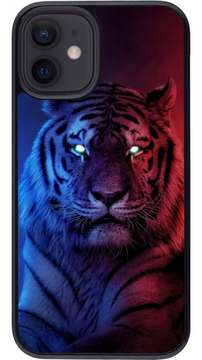 Coque iPhone 12 mini - Tiger Blue Red