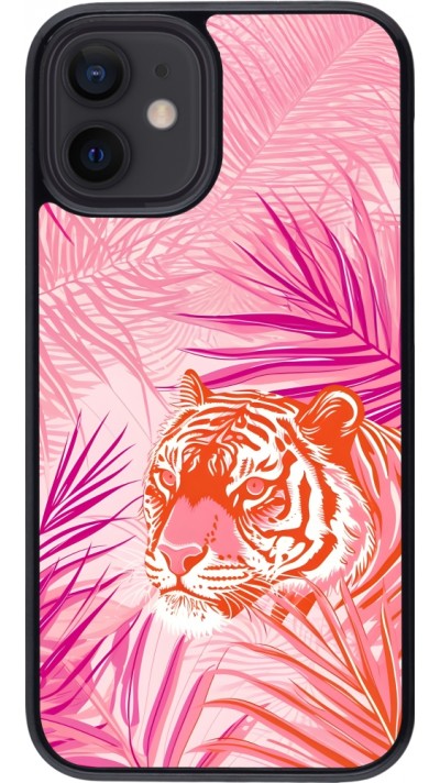 iPhone 12 mini Case Hülle - Tiger Palmen rosa