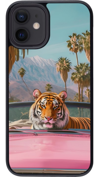 iPhone 12 mini Case Hülle - Tiger Auto rosa