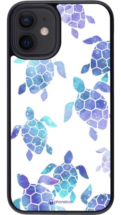 Coque iPhone 12 mini - Turtles pattern watercolor