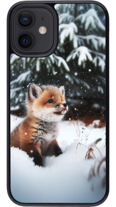 Coque iPhone 12 mini - Noël 2023 Renardeau sapin