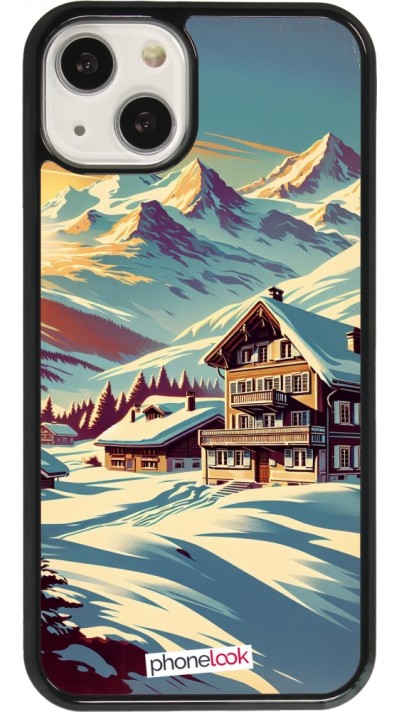 Coque iPhone 13 - Chalet montagne enneigée